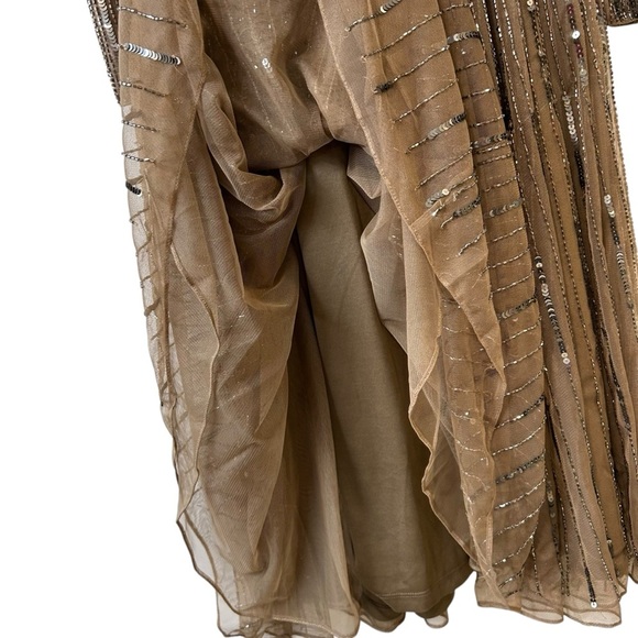 MAC DUGGAL 5528 Long Sleeve Tea Length Midi Dress Sz 2 Dark Taupe NWT $398 ✨ - Picture 12 of 14